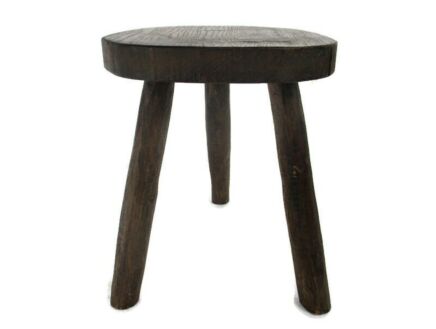 Antique  Hand Carved wood Tripod Milking Stool Pedestal Table Pedestal Barn Style