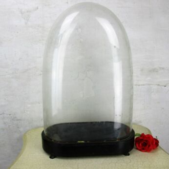 L Antique Victorian Oval Hand Blown Glass Globe Dome Steampunk Clock 20" x 14"
