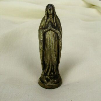 Mini Statue Notre Dame de Lourdes Our Lady of Lourdes Spelter French Collector