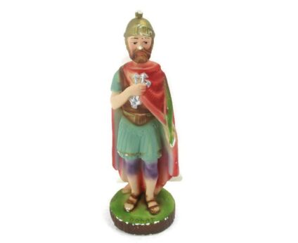 Small Saint Donatus of Muenstereifel Statue Roman Soldier Collector Plaster Polychrome