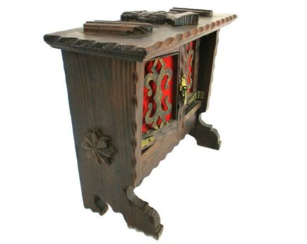 Spanish Hand Carved Wood Apothecary Bathroom Medicine Kitchen Cabinet Knight WOW