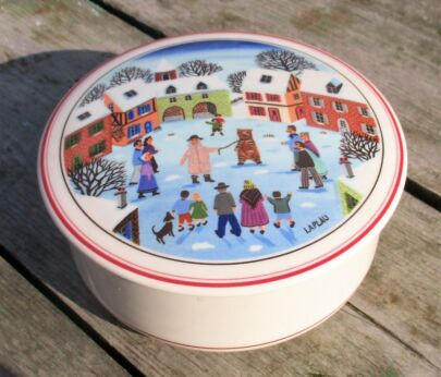 Naif Christmas Laplau Villeroy and Boch Covered Candy Trinket Box Porcelain
