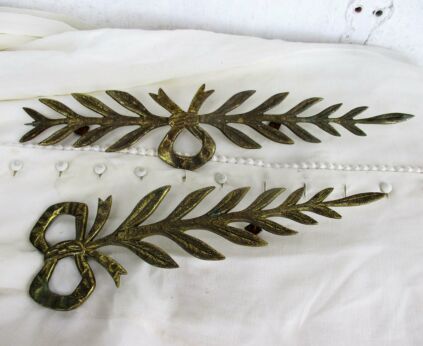 2 Brass Reclaimed Antique Architectural Pediments hardware Mounts Ornate