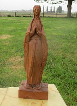 Vintage Virgin Mary Madonna Carved Wood Statuette Catholic Signed Herregods