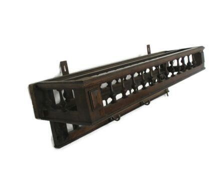 Ornate Carved Wood Coat Kitchen hat Rack Spindles Reclaimed Pediment
