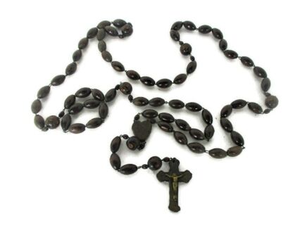 Large Lourdes Vintage Rosary Wooden Beads Wall Hanging Priest Nun Service Domino Decorative