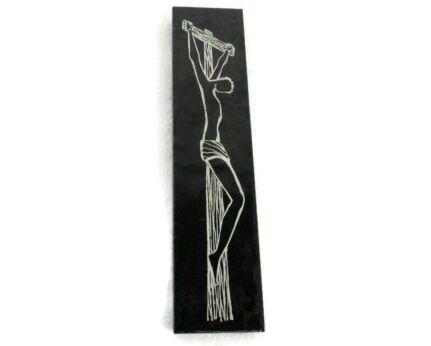 Vintage Ceramic Black Tile Wall Hanging Small Jesus Christ Crucifix Mettlach 7.8