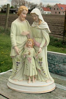 Small Porcelain Holy Family Saint Joseph Virgin Mary Infant Child Statuette