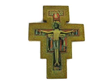 Wooden  San Damiano Wall Hanging Crucifix Crocifisso saint Francis 1994
