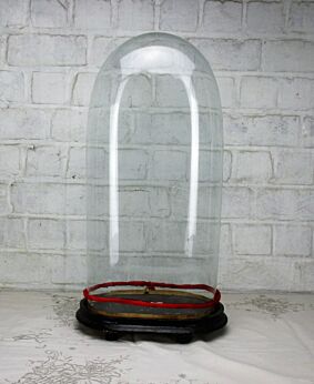 L Victorian Antique Oval Hand Blown Glass Dome Globe Mantel Clock doll 20.08"