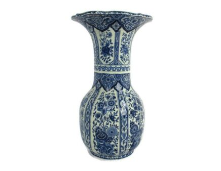 Delft Holland Blue White Porcelain Trumpet Vase Delft Marked Royal Sphinx Vtg