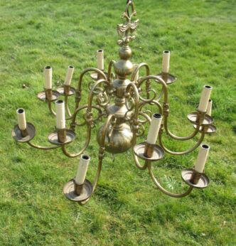 Vintage Flemish ' Dutch ' Double Chandelier 12 Arms Lights Eagle Gorgeous Rare
