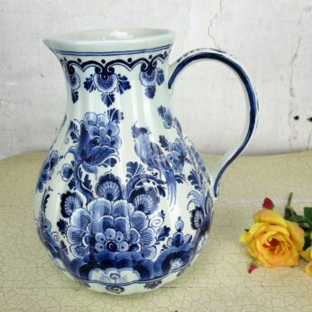 Large Jar Pitcher Delft Holland Blue White Porcelain Bird Hand Painted Marked