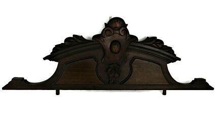 Hand Carved Wood French Pediment Ornate Over door Architectural    Gorgeous Reclaimed Shield