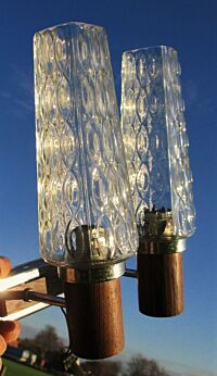 Vintage Mid Century Double Wall Sconce Clear Glass Danish Modern style