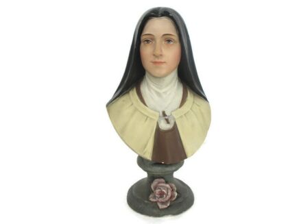 Bust Statue Plaster Saint Therese Lisieux Little Flower of Jesus Duffour Paris