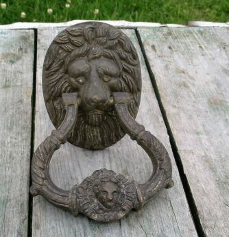 Heavy Brass Door Knocker Lions Head Ring Architectural Gorgeous Reclaimed