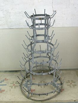 Large French Antique Champagne Wine Bottle Drying Rack 8 tier Rustic HTF