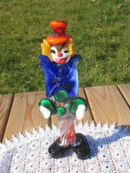 Vintage Italian Murano Art Glass Clown Labeled Funky 9.45"