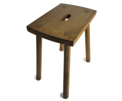 Vintage Hand Carved wood  Milking Stool Pedestal Table Plant Flower Bonsai Stand Side Table Barn Country Style Funky Authentic