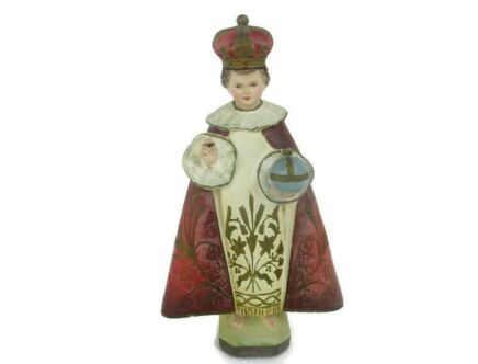 Statue Infant of Prague Infant Jesus Santo Nino Plaster Collector 30s 12.99"