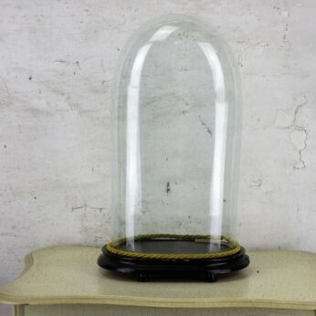 Victorian Antique Oval Hand Blown Glass Dome Globe Mantle Clock Steampunk 18.11"