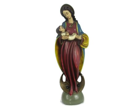 XL Chapel Virgin Mary Madonna Our Lady with Infant Child Plaster Statue  Gorgeous 23.62"