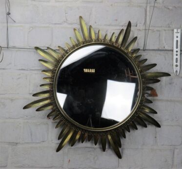 Large Lovely Rare Oval Starburst Sunburst Wall Mirror Mid Century Mirror Brass