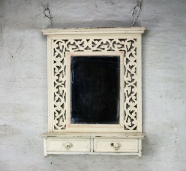 French Filigree Wood Cabinet aka Mirror Drawers Barn Style French Provincial