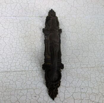 Large Antique Brass Door Pull Push Handle Reclaimed Architectural Ornate