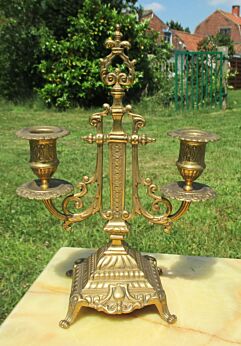 Vintage Brass Ornate 2 Arm Candle Holder Candelabra Double Decorative
