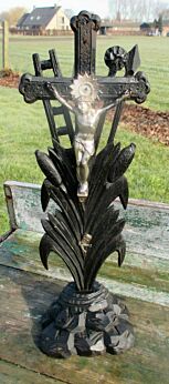Ornate Carved Wood Jesus Christ Cross Table Standing Crucifix Tools of Passion