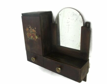 Art Deco Kitchen Apothecary Medicine Wall Bathroom Cabinet Wood Flowers