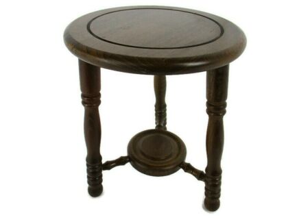 Vintage Hand Carved wood 2 Tier Milking Stool Pedestal Table Plant Flower Bonsai Stand Side Table Barn Country Style