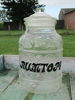 Vintage Rumtopf Clear Glass Counter Display Apothecary Jar