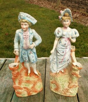Gorgeous antique couple Victorian early 20th Century Blue