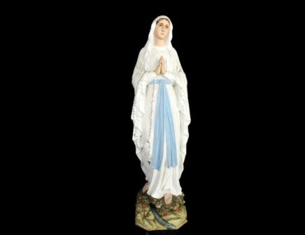 Vintage French Virgin Mary Madonna Our Lady of Lourdes Plaster Statue 18.11"