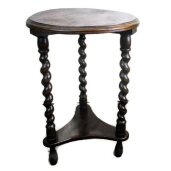 Barley Twist Hand Carved Wood Side Occasional Wine Table Pedestal Plant Stand