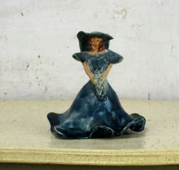 Rimini Blue Statue Figurine Rox Majolica Ceramic Victorian Lady 5.11"