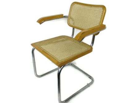 Cesca Arm Chair Italian Design by Marcel Breuer Tubular Steel Frame Lounge Desk