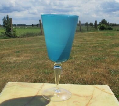 Art Glass vase Blue Azuro Goblet Vase Chalice