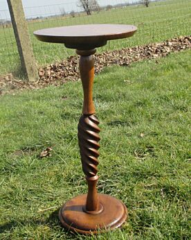 Antique Carved Twisted wood Pedestal Display Table Plant Stand 24.01"