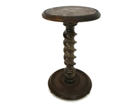 Large Barley Twist Wooden Side Wine Display Table Pedestal Plant Bonsai Flower Stand Barn Country Style 18.5"
