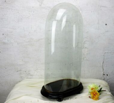L Antique Victorian Oval Hand Blown Glass Globe Dome Doll Steampunk Clock 19.6"