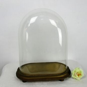 Antique Victorian Oval Hand Blown Glass Globe Dome Steampunk Clock 15.35" x 12"