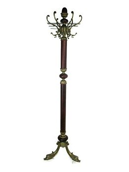 Standing Hall Tree Coat Hallway Rack Wood Eyecatcher Brass Fish Base WOW