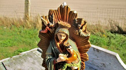 Holy Mother lady of Perpetual Help  Virgin Mary Infant Child Plaster Statue Angels 9.65"