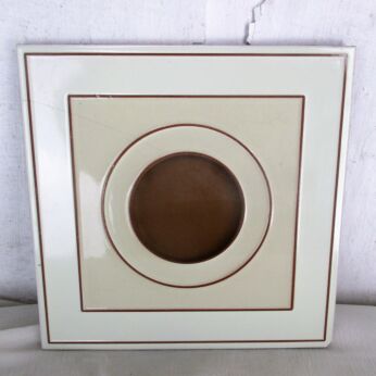 Vintage Retro Ceramic Tile Italy Circle Brown Beige Abstract Trivet