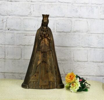 art deco Virgin Mary Holy Mother Madonna with Infant Child Plaster antique 