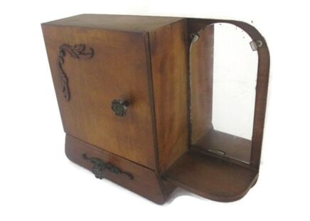 Apothecary Bathroom Medicine Kitchen Cabinet Wood Glass Art Deco Antique